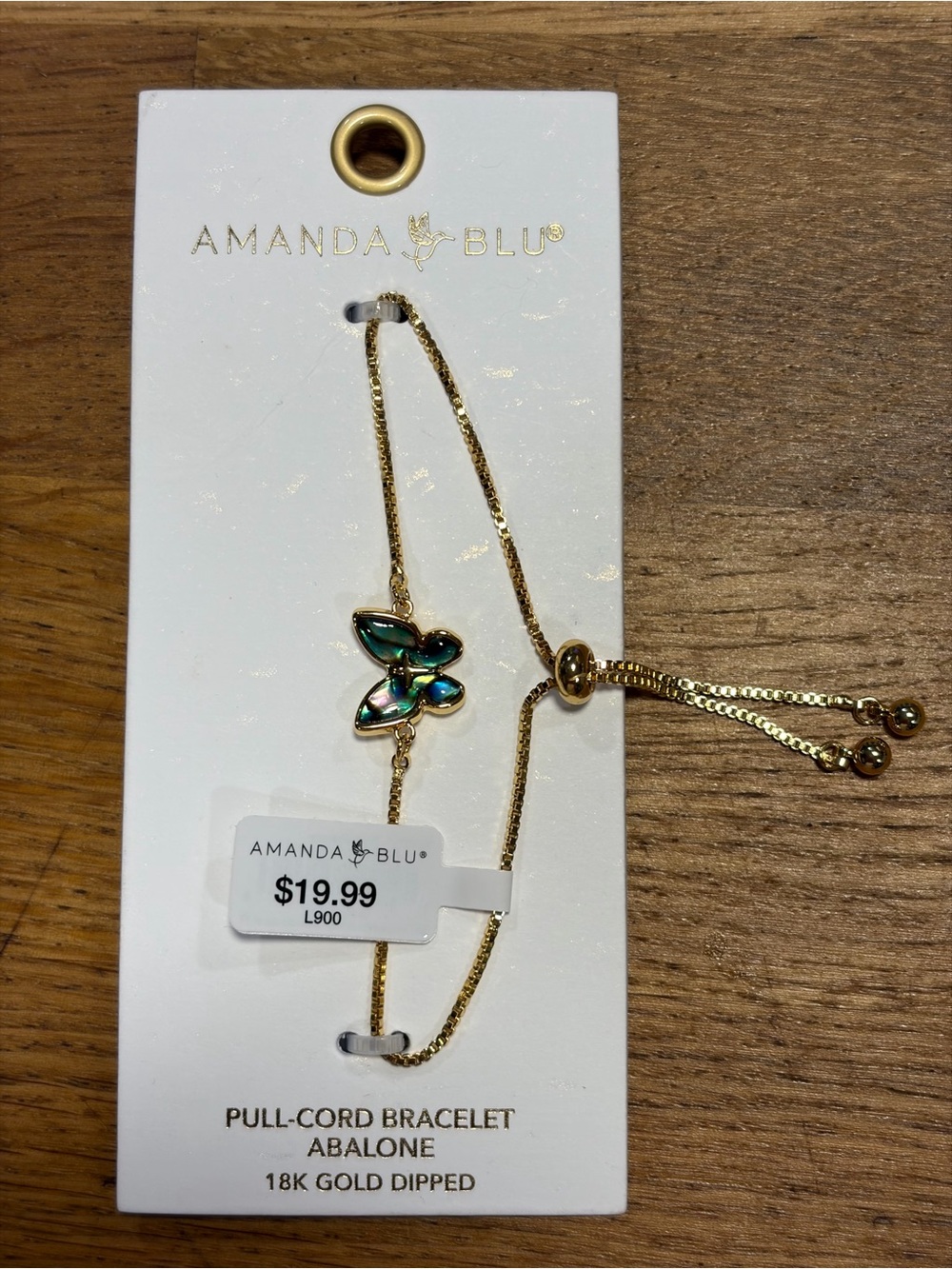 Gold Plated Abalone Butterfly Pull-Cord Bracelet - Green